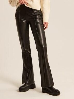 NWT Abercrombie & Fitch Vegan Leather Slit Flare Pant Side Zip Goth Grunge XL